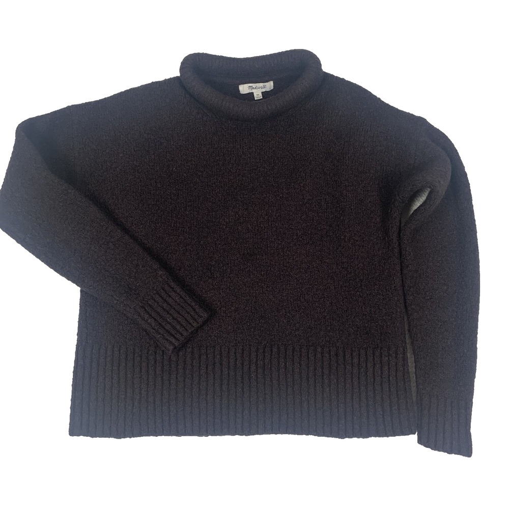 Madewell Alpaca Wool Blend Roll Neck Sweater Heather Raisin Relaxed Knit XS